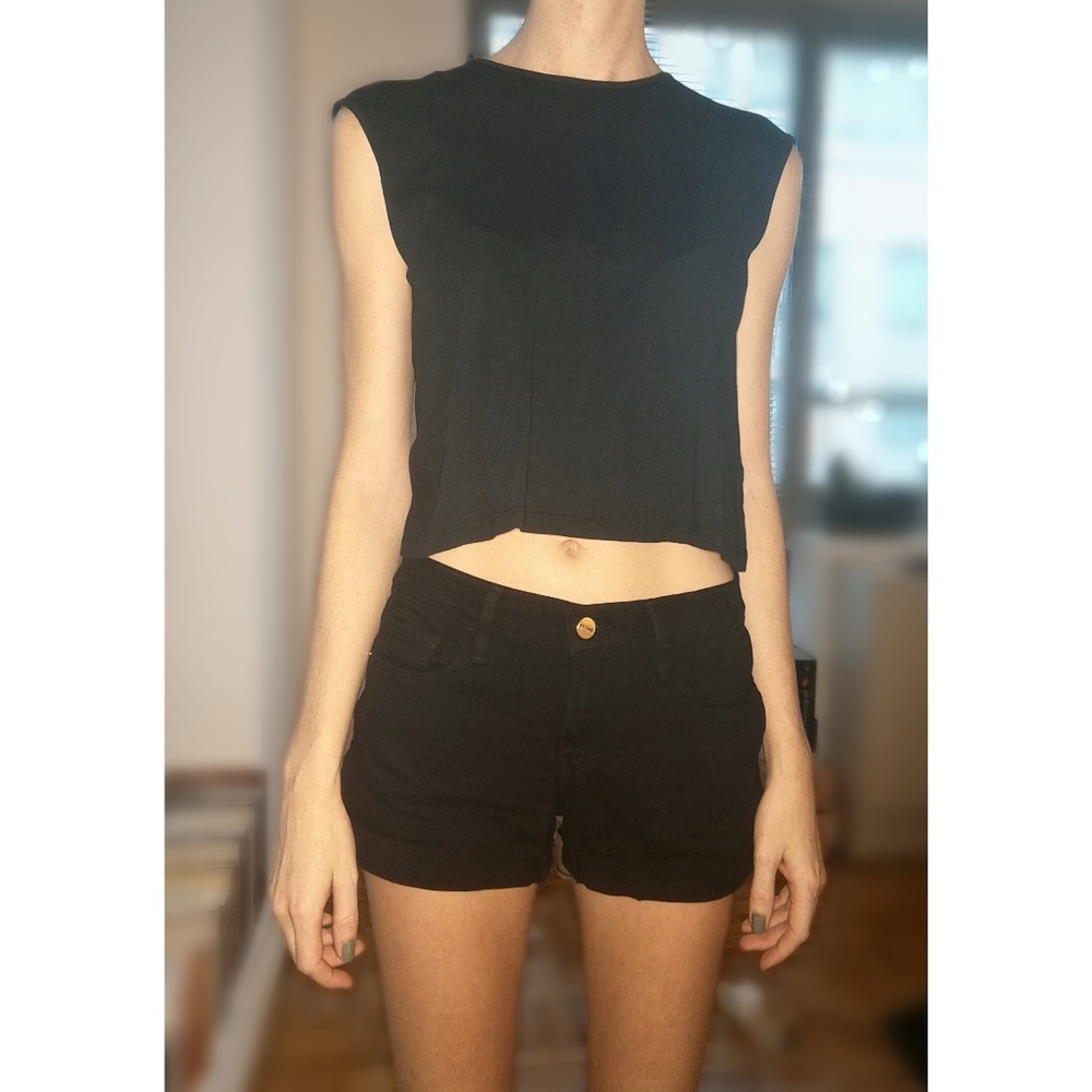 Zara Black Fringed Back Crop Top